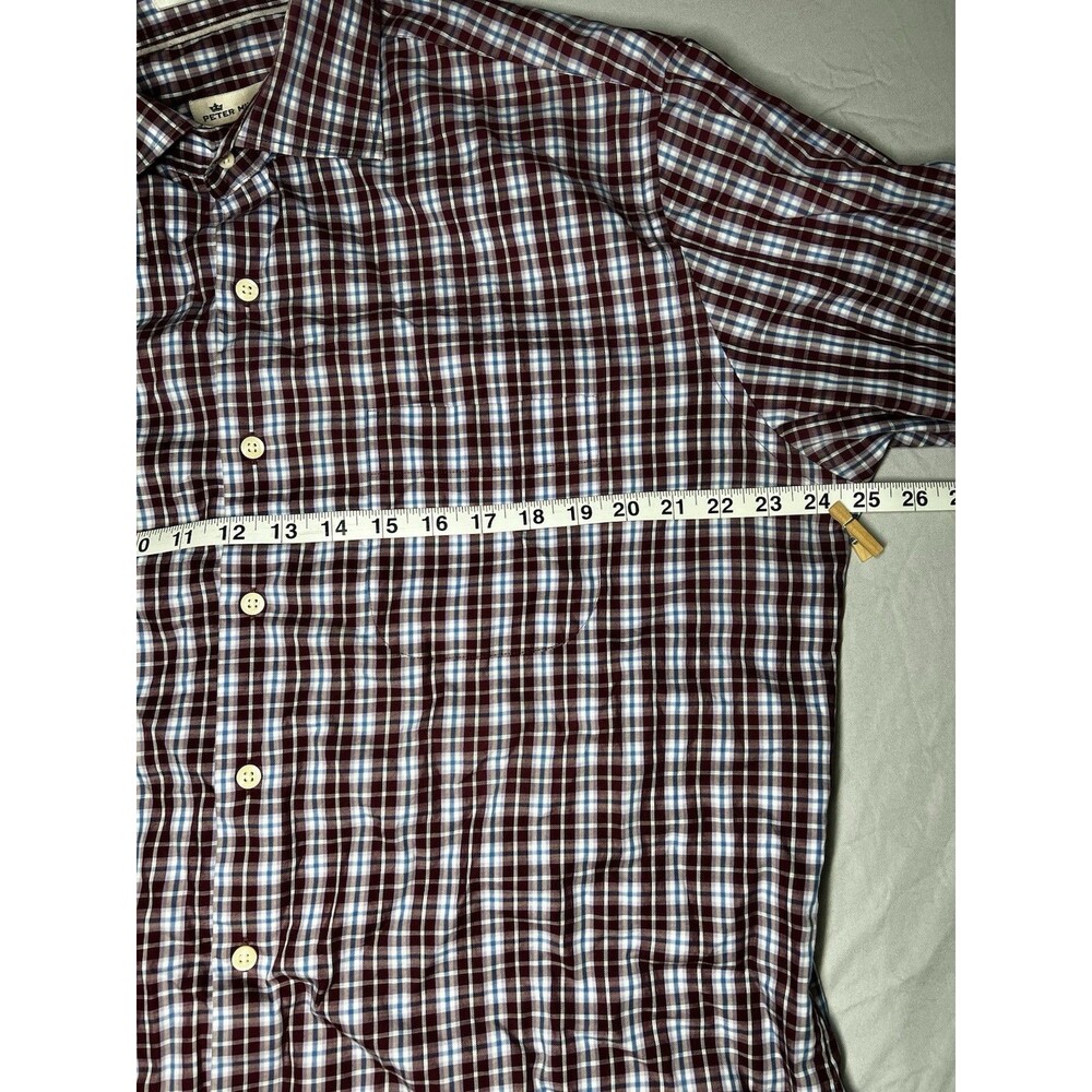 Peter Millar Shirt Mens L Red Blue Check Button Up Long Sleeve Stretch Men - Picture 7 of 7